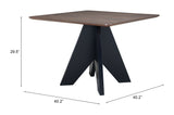 Lisse Espresso Square Dining Table by Zuomod at Eve Furniture