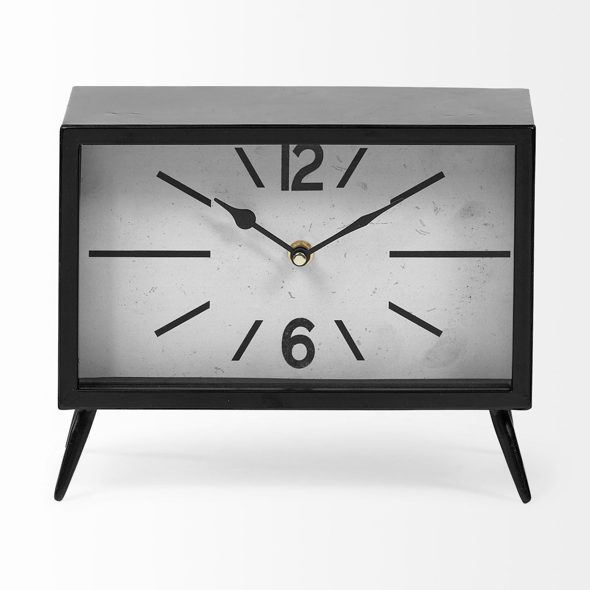 Lita Black Metal Rectangular Table Clock by Mercana at Eve Furniture