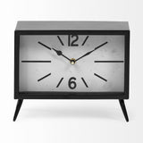 Lita Black Metal Rectangular Table Clock by Mercana at Eve Furniture