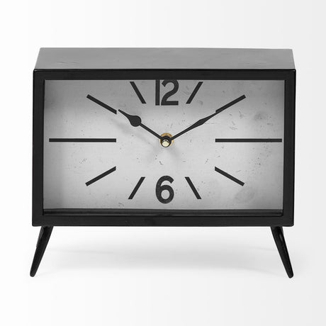 Lita Black Metal Rectangular Table Clock by Mercana at Eve Furniture
