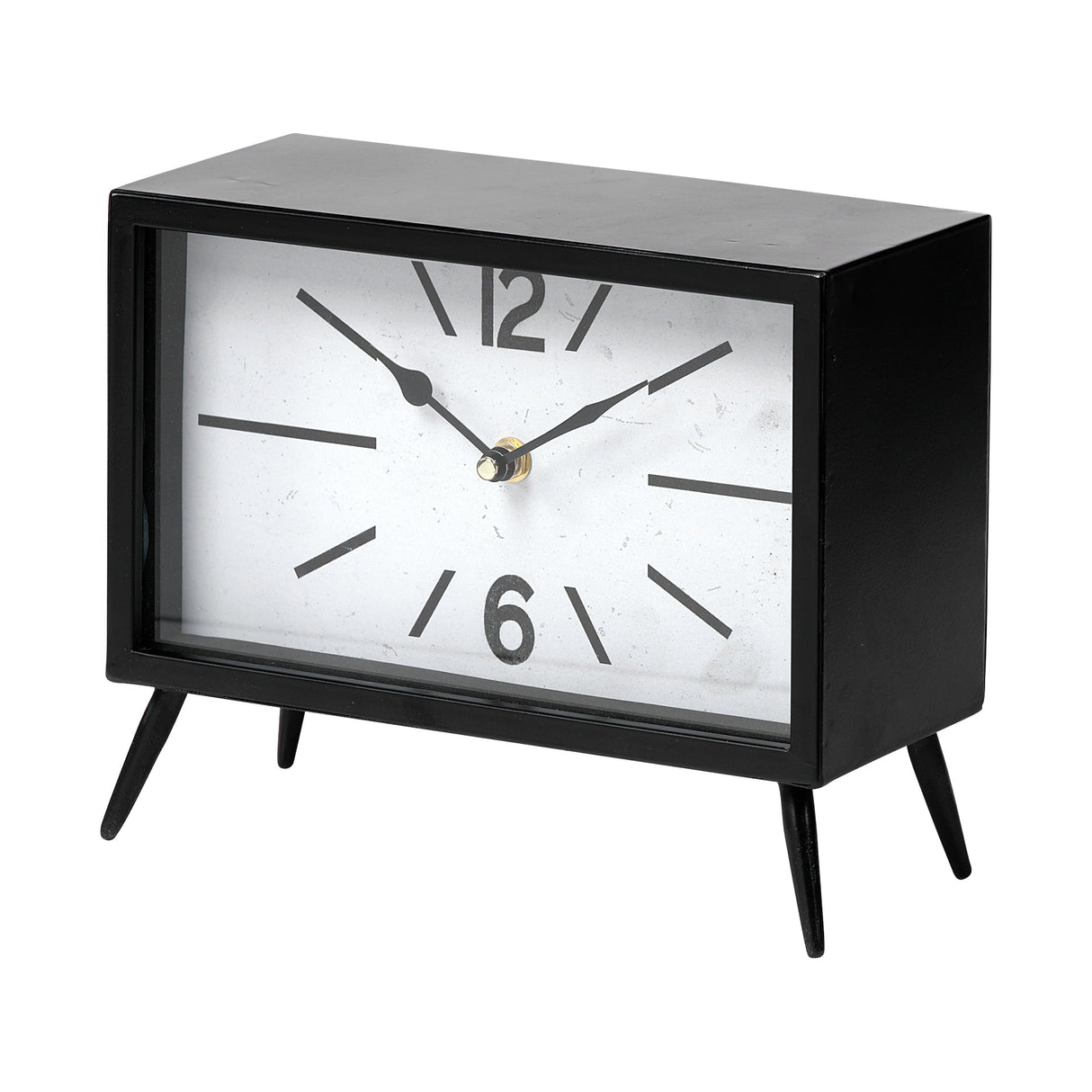 Lita Black Metal Rectangular Table Clock by Mercana at Eve Furniture