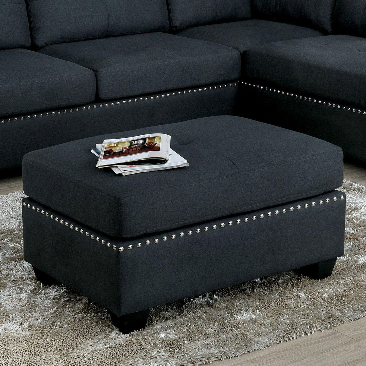 Lita Dark Gray Ottoman by Furniture of America at Eve Furniture