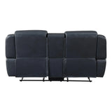 Littleton Blue Double Reclining Loveseat with Center Console, Receptacles and USB Ports by Homelegance at Eve Furniture