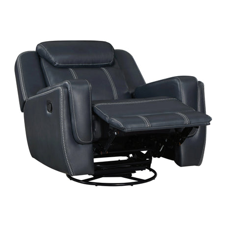 Littleton Blue Swivel Glider Reclining Chair by Homelegance at Eve Furniture