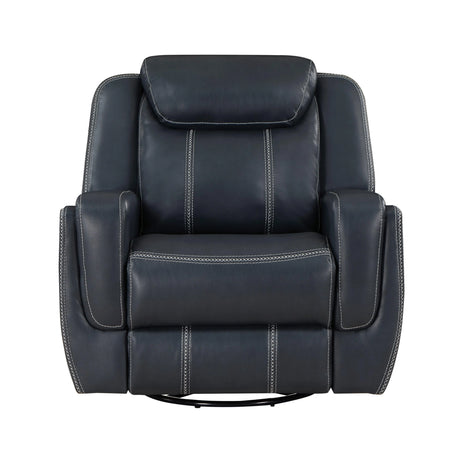 Littleton Blue Swivel Glider Reclining Chair by Homelegance at Eve Furniture