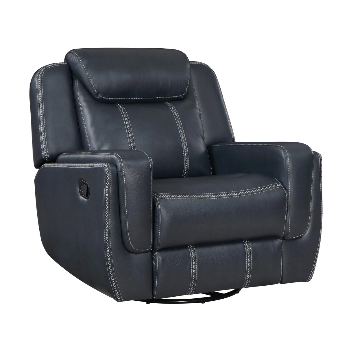 Littleton Blue Swivel Glider Reclining Chair by Homelegance at Eve Furniture