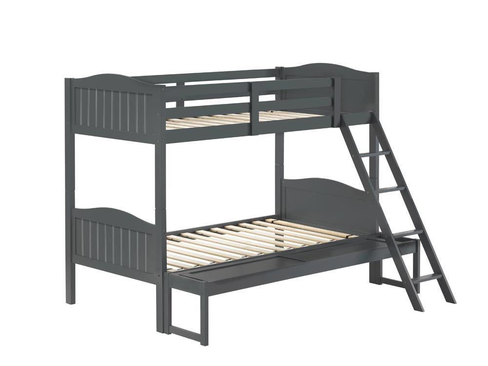 Littleton Gray Twin/Full Bunk Bed with Ladder