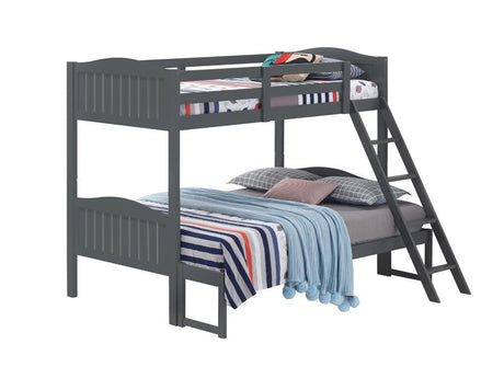 Littleton Gray Twin/Full Bunk Bed with Ladder