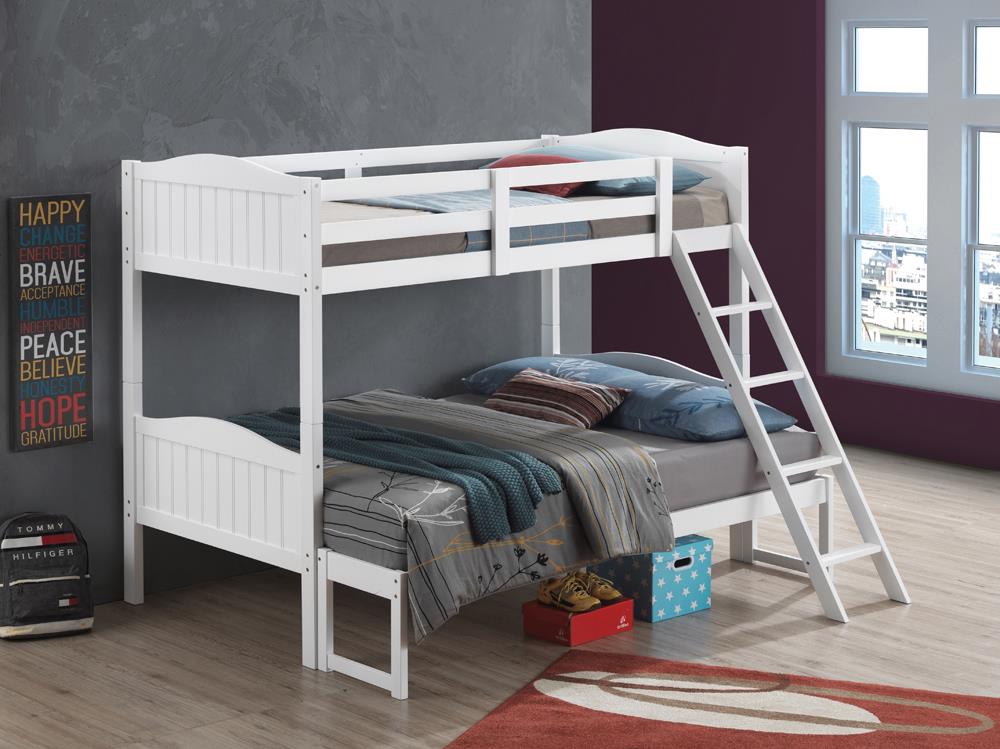 Littleton White Twin/Full Bunk Bed with Ladder