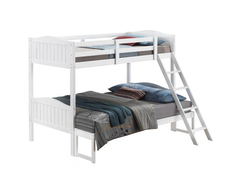 Littleton White Twin/Full Bunk Bed with Ladder