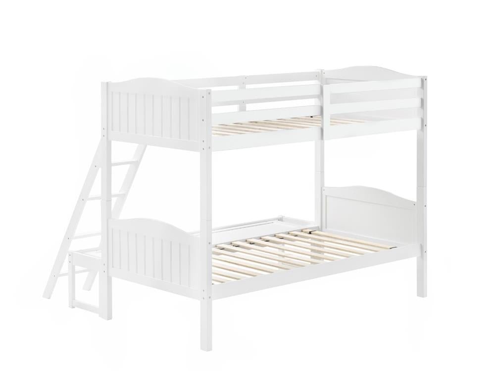 Littleton White Twin/Full Bunk Bed with Ladder