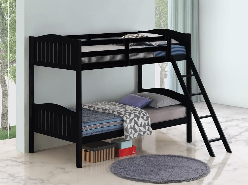 Littleton Black Twin/Twin Bunk Bed with Ladder