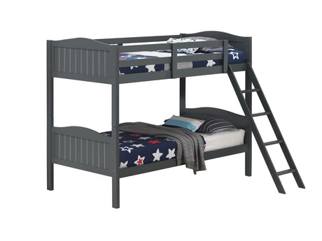 Littleton Gray Twin/Twin Bunk Bed with Ladder