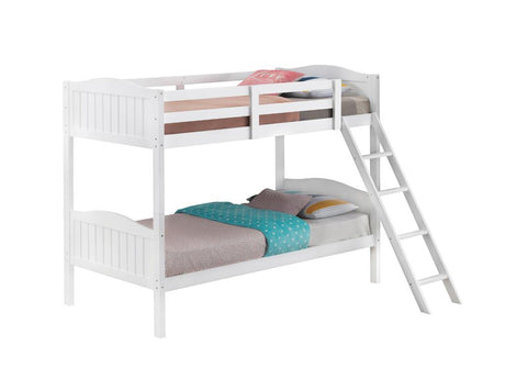 Littleton White Twin/Twin Bunk Bed with Ladder