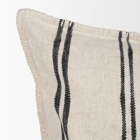 Liv 22x22 Cream w/ Black Stripes Decorative Pillow Cover by Mercana at Eve Furniture