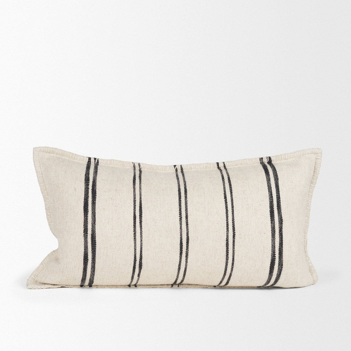 Liv 14x26 Lumbar Cream w/ Black Stripes Decorative Pillow Cover by Mercana at Eve Furniture