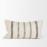 Liv 14x26 Lumbar Cream w/ Black Stripes Decorative Pillow Cover by Mercana at Eve Furniture