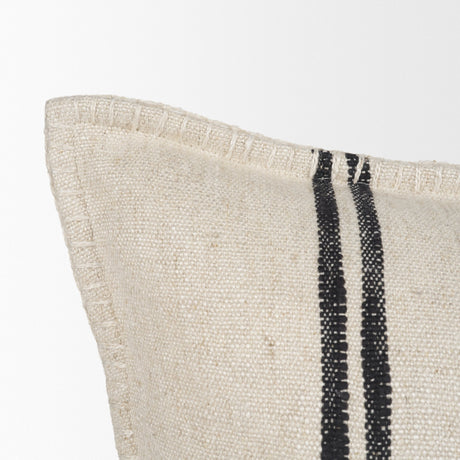 Liv 14x26 Lumbar Cream w/ Black Stripes Decorative Pillow Cover by Mercana at Eve Furniture