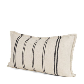 Liv 14x26 Lumbar Cream w/ Black Stripes Decorative Pillow Cover by Mercana at Eve Furniture