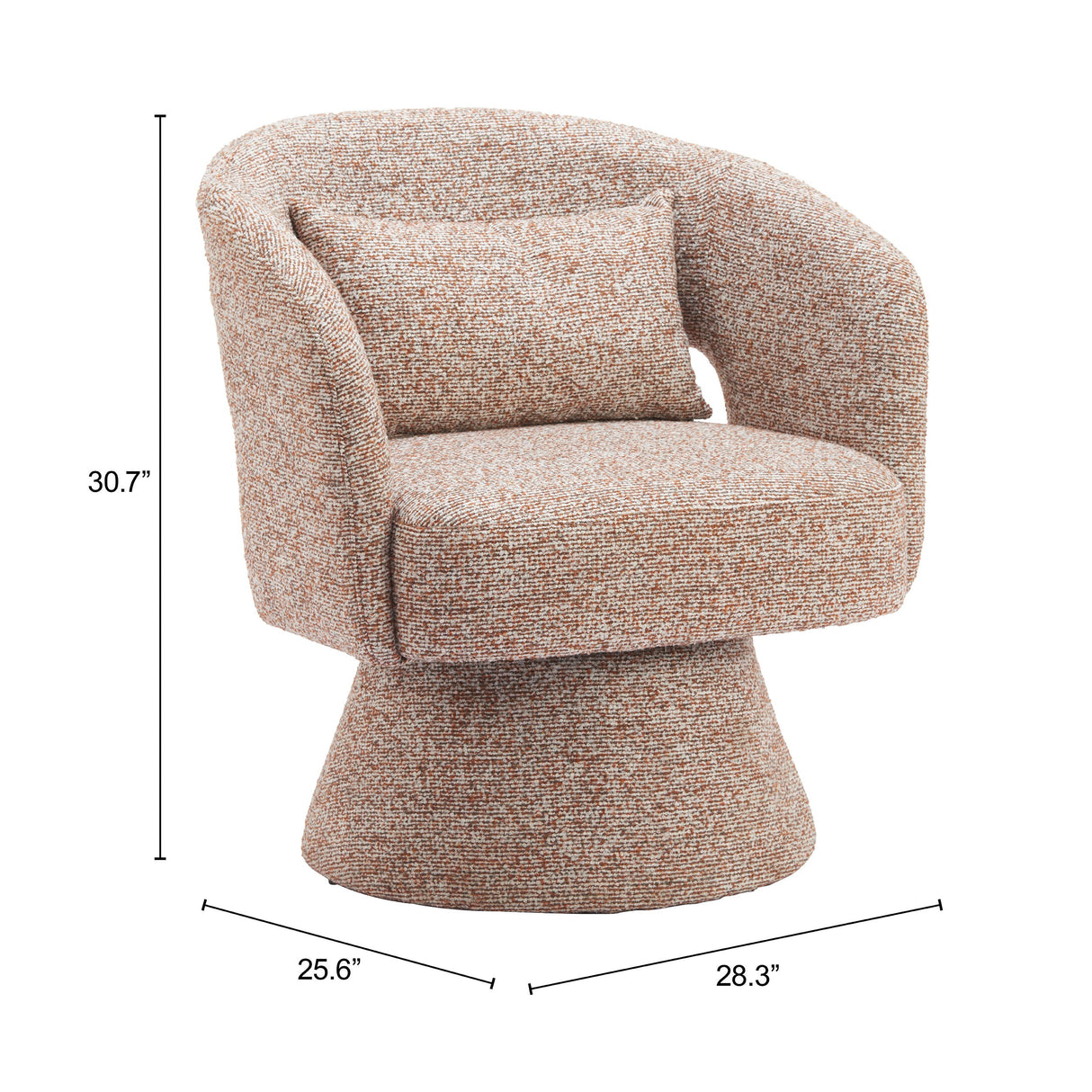 Liva Frosty Brown Swivel Chair by Zuomod at Eve Furniture