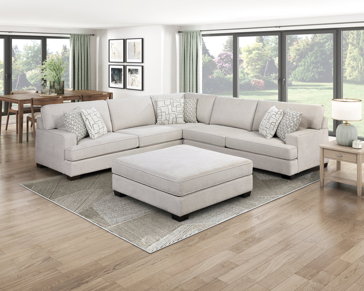 Livia Beige 3-Piece Sectional with Ottoman