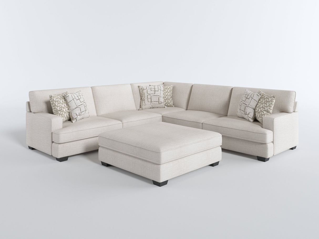 Livia Beige 3-Piece Sectional with Ottoman