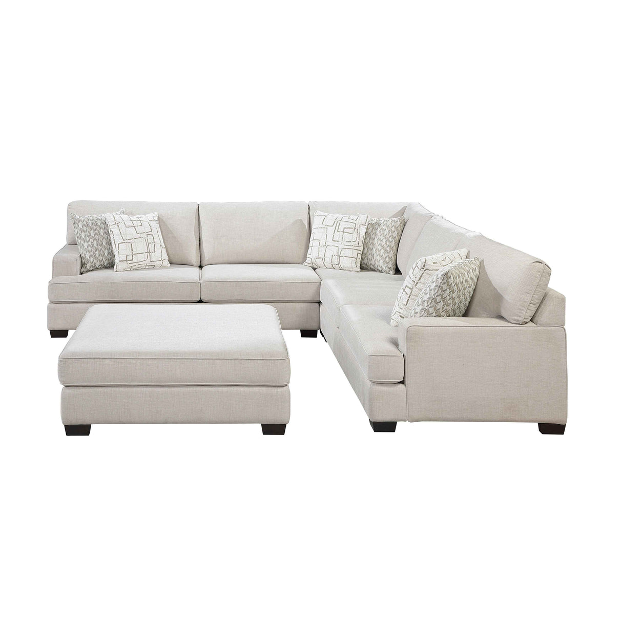 Livia Beige 3-Piece Sectional with Ottoman