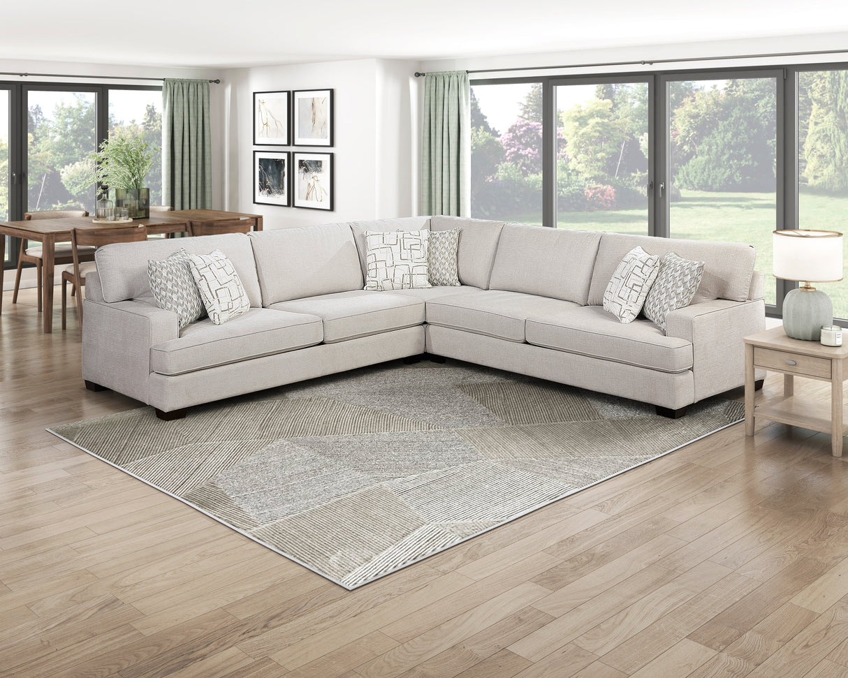 Livia Beige 3-Piece Sectional with Ottoman