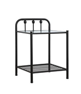 Livingston 1-Shelf Nightstand with Glass Top Dark Bronze