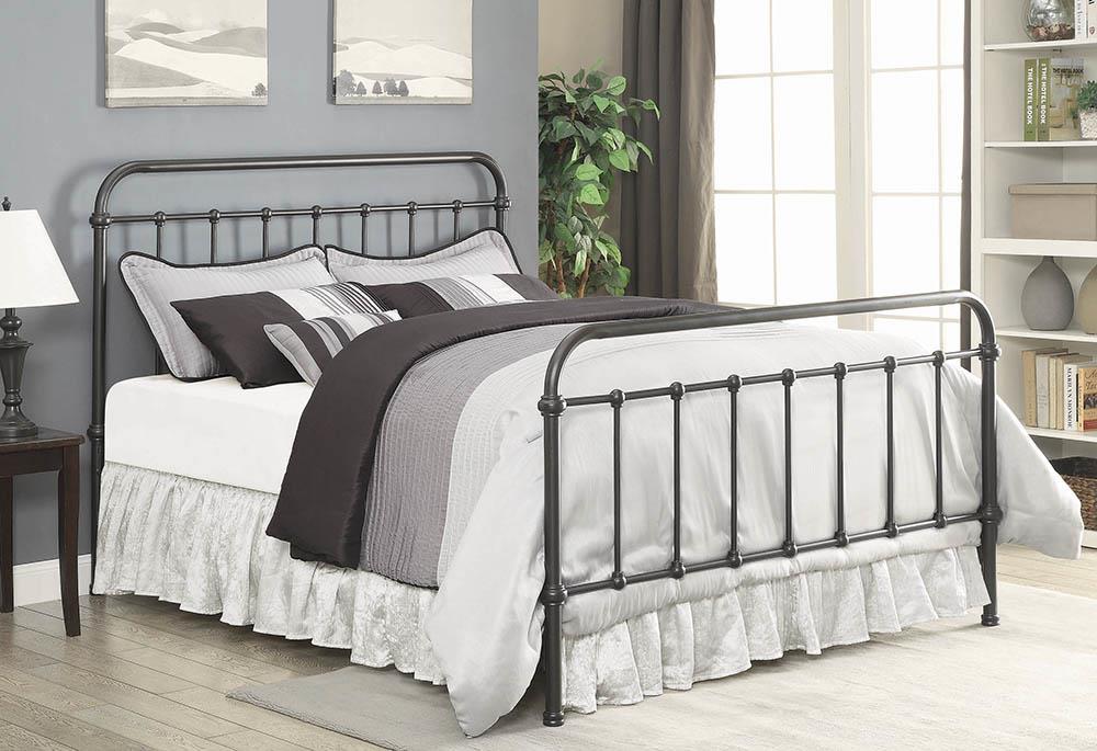 Livingston Queen Panel Metal Bed Dark Bronze