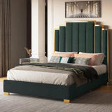 Livinia Green Velvet Queen Platform Bed by Eve Furniture at Eve Furniture