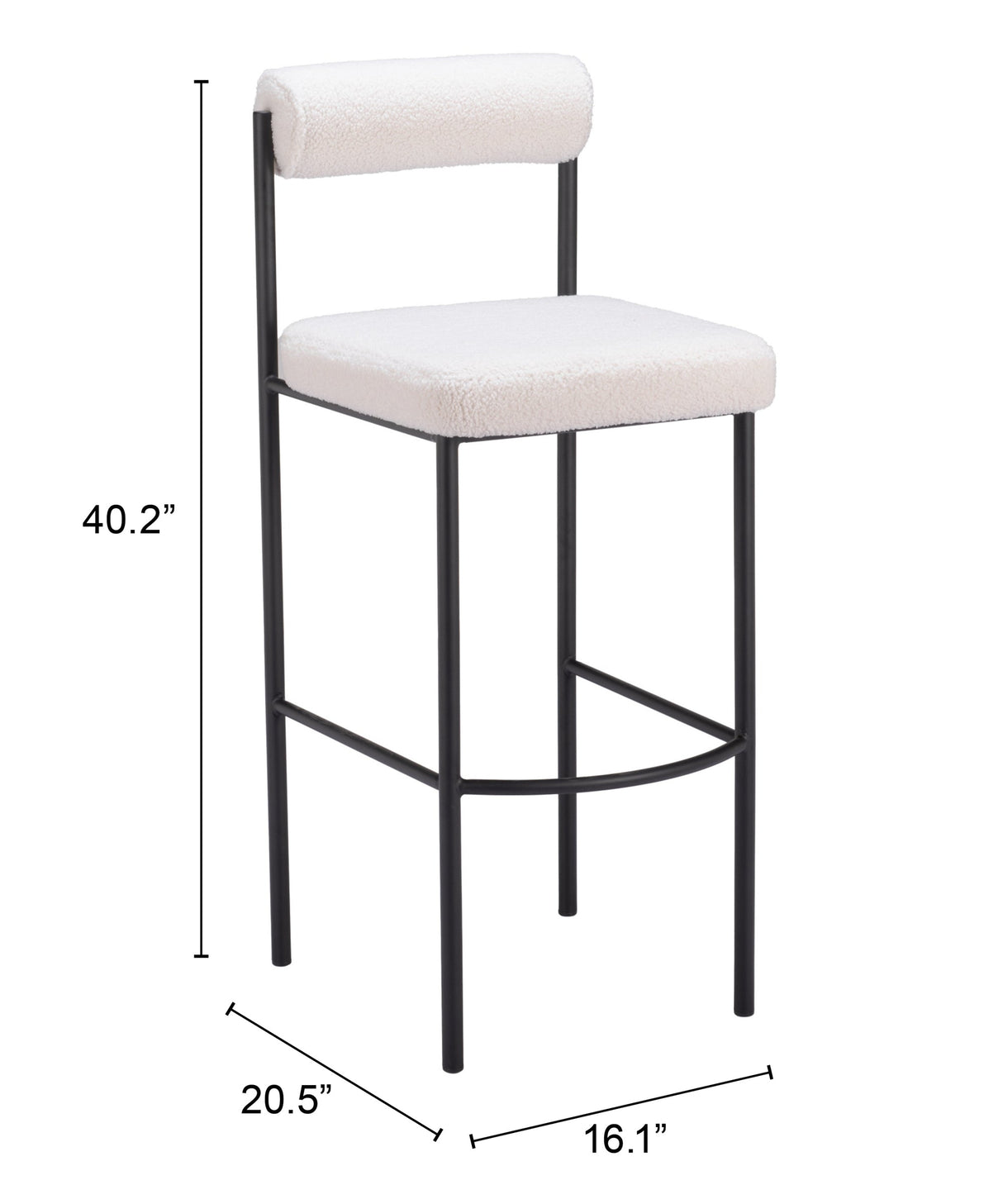 Livorno Ivory Barstool (Set of 2) by Zuomod at Eve Furniture