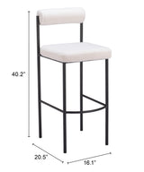 Livorno Ivory Barstool (Set of 2) by Zuomod at Eve Furniture