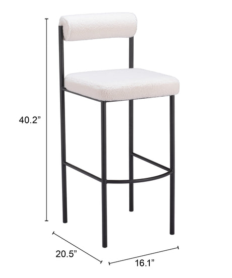Livorno Ivory Barstool (Set of 2) by Zuomod at Eve Furniture