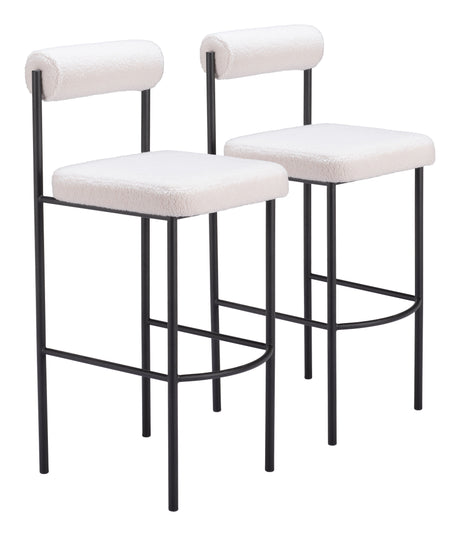 Livorno Ivory Barstool (Set of 2) by Zuomod at Eve Furniture