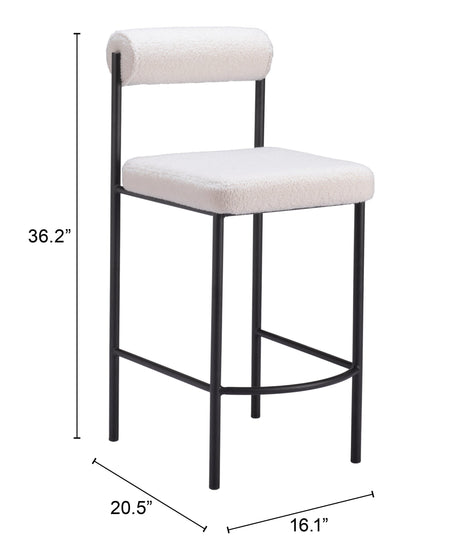 Livorno Ivory Counter Stool (Set of 2) by Zuomod at Eve Furniture