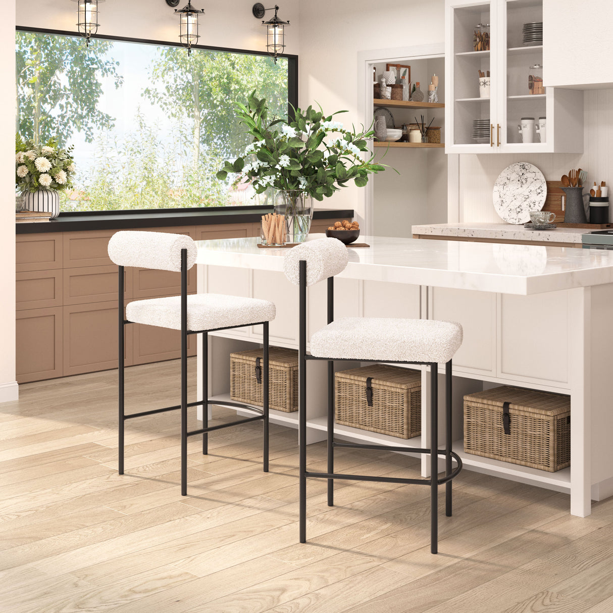 Livorno Ivory Counter Stool (Set of 2) by Zuomod at Eve Furniture