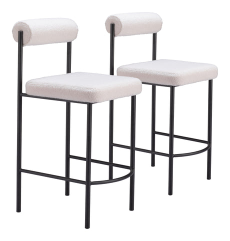 Livorno Ivory Counter Stool (Set of 2) by Zuomod at Eve Furniture