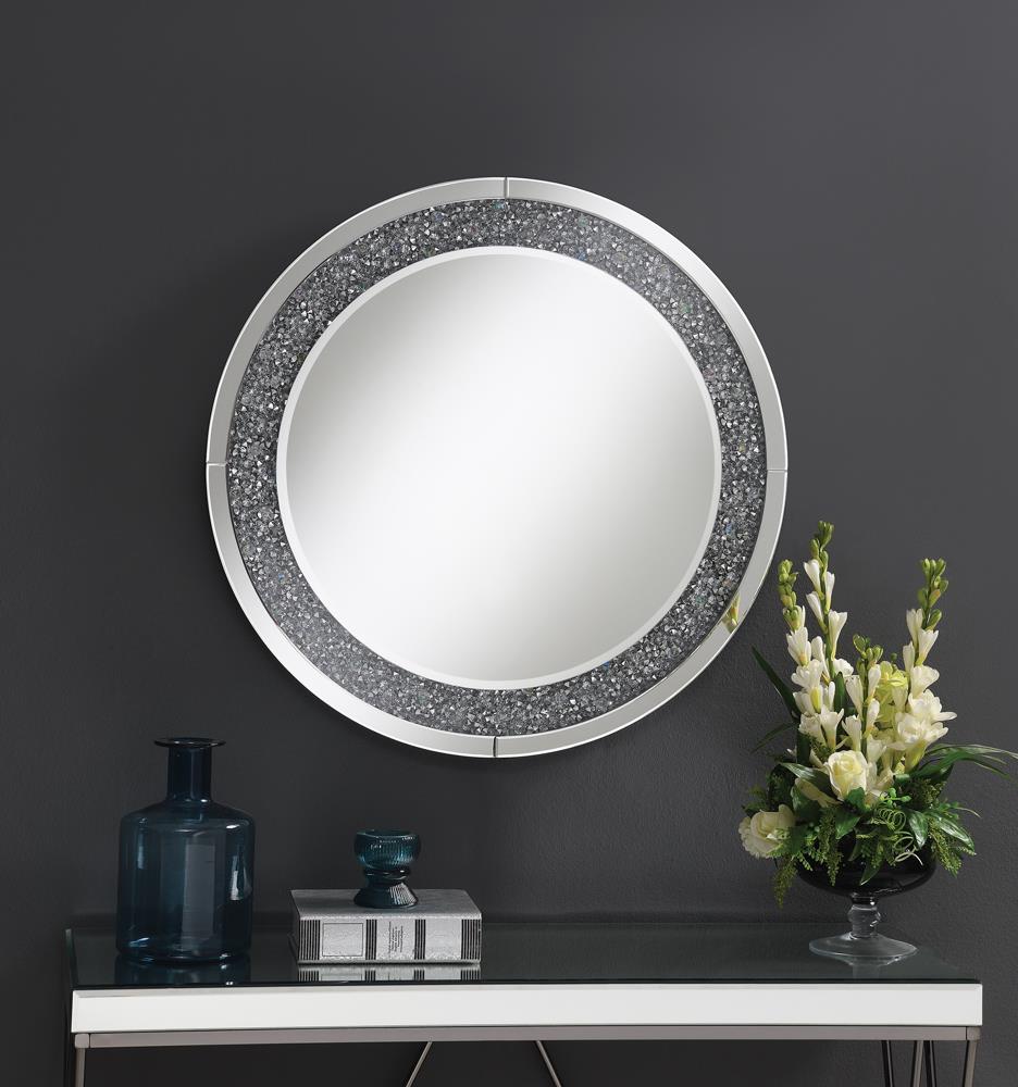 Lixue Silver Round Wall Mirror with LED Lighting