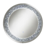 Lixue Silver Round Wall Mirror with LED Lighting