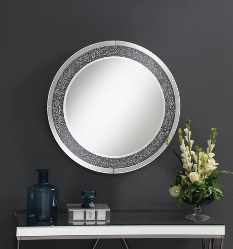 Lixue Silver Round Wall Mirror with LED Lighting by Coaster at Eve Furniture