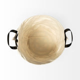 Liya Black Metal Basket with Cream Fabric Liner by Mercana at Eve Furniture