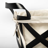 Liya Black Metal Basket with Cream Fabric Liner by Mercana at Eve Furniture