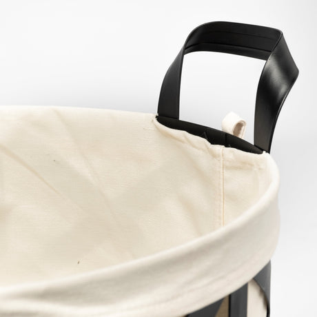 Liya Black Metal Basket with Cream Fabric Liner by Mercana at Eve Furniture