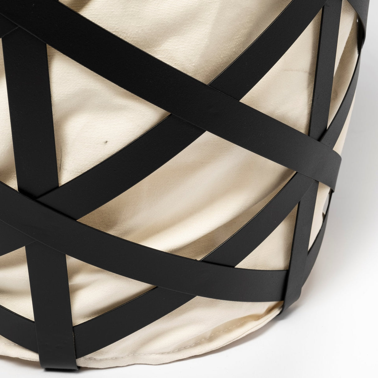 Liya Black Metal Basket with Cream Fabric Liner by Mercana at Eve Furniture