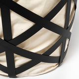 Liya Black Metal Basket with Cream Fabric Liner by Mercana at Eve Furniture