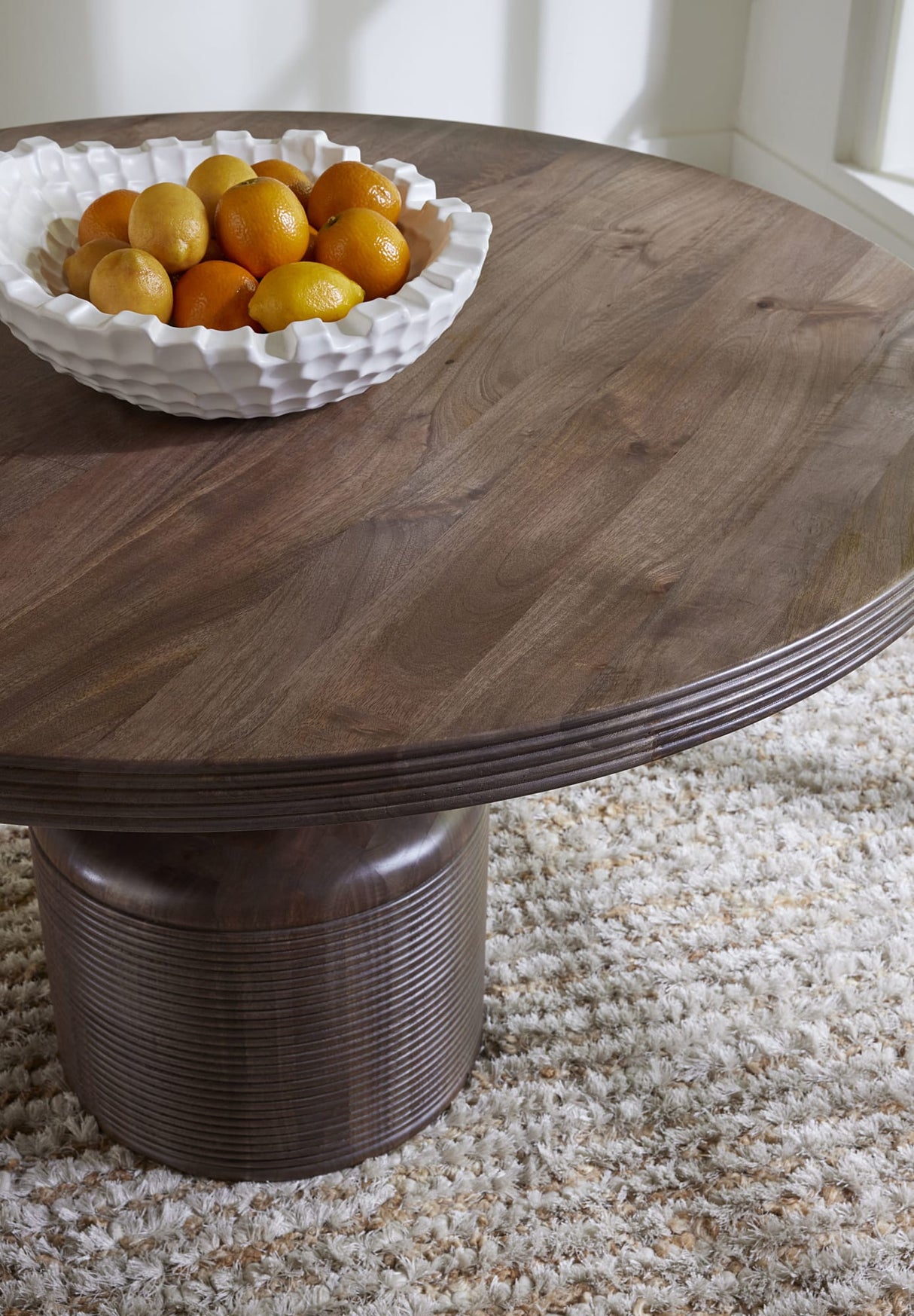Liyana Natural Tan Solid Wood Round Dining Table by Modus Furniture at Eve Furniture