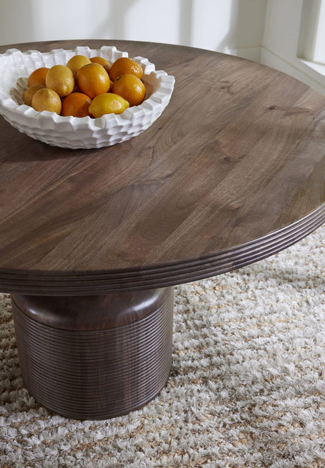 Liyana Natural Tan Solid Wood Round Dining Table by Modus Furniture at Eve Furniture