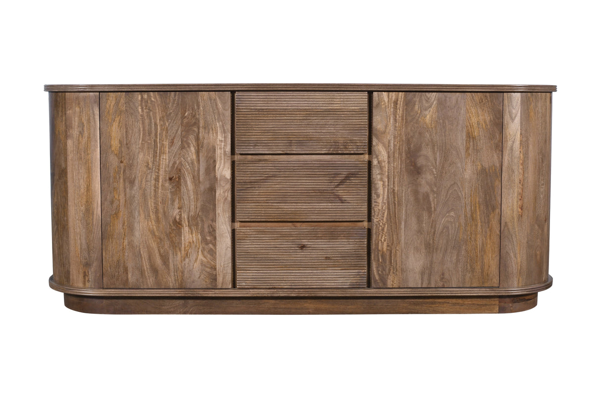Liyana Solid Wood Three Drawer Two Door Sideboard in Natural Tan by Modus Furniture at Eve Furniture