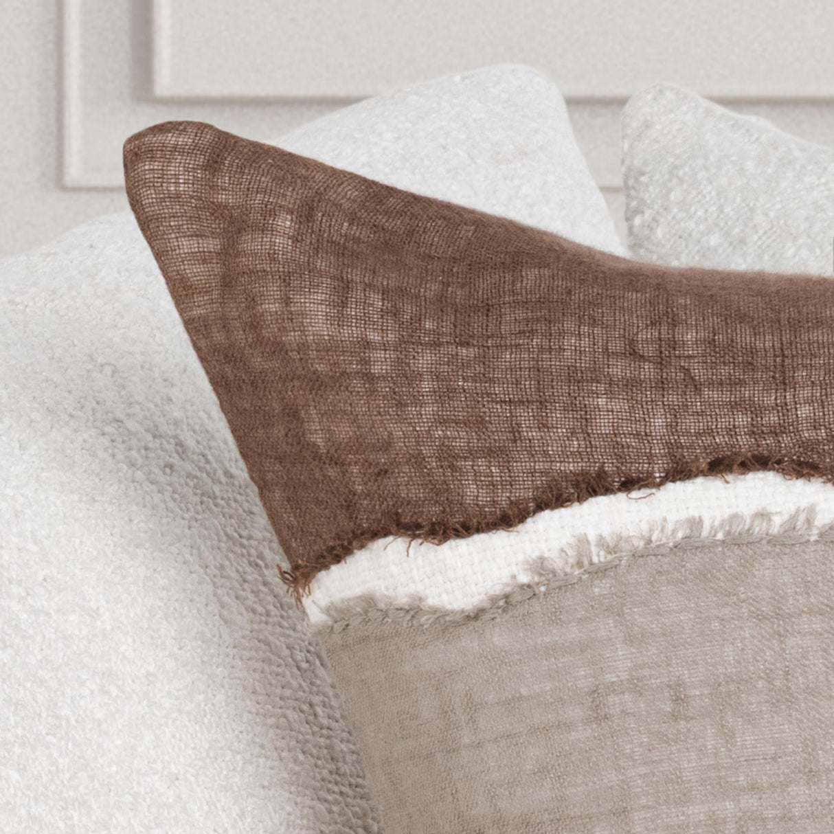 LN Bikram Ivory/Mocha Cream 22x22 Throw Pillow (Set of 2) by Classic Home at Eve Furniture